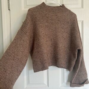 Mine Brown Ribbed Turtleneck Sweater
